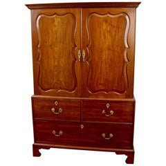 George II Mahogany Linen Press in the Manner of Giles Grendy