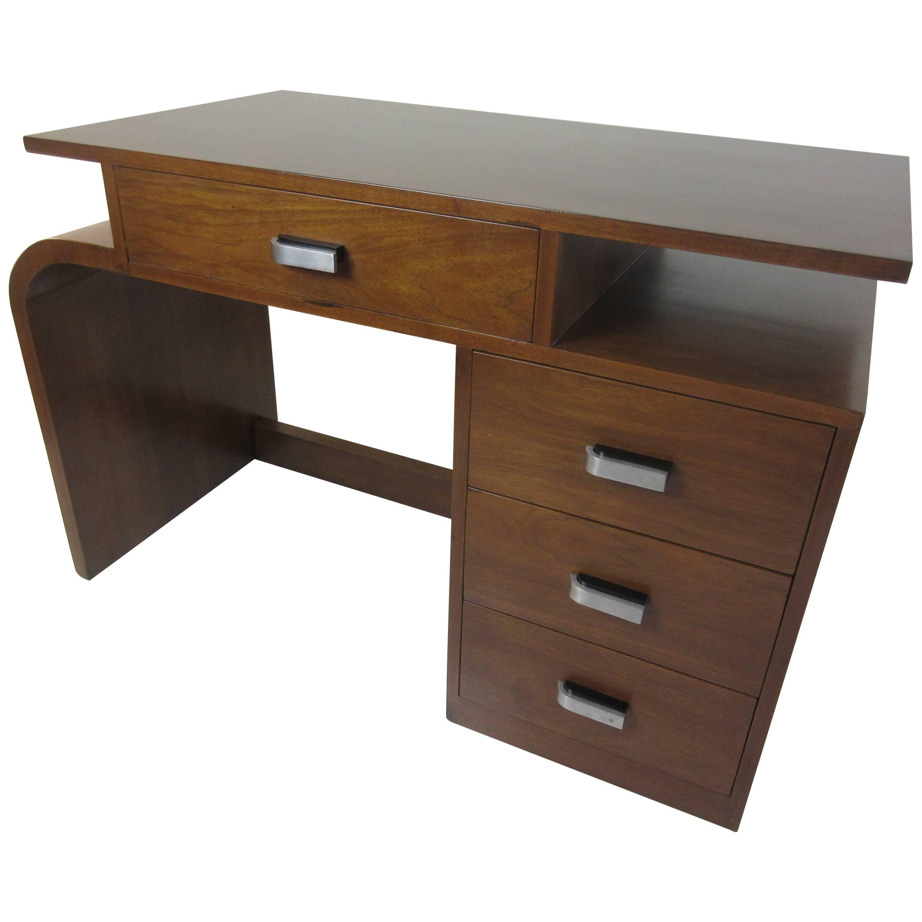 Donald Deskey for Widdicomb Walnut Asymmetrical Desk