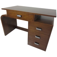 Vintage Donald Deskey for Widdicomb Walnut Asymmetrical Desk