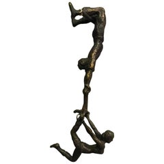 Retro Bronze Trapeze Artists Made by Bep Van Den Bergh, 20th Century