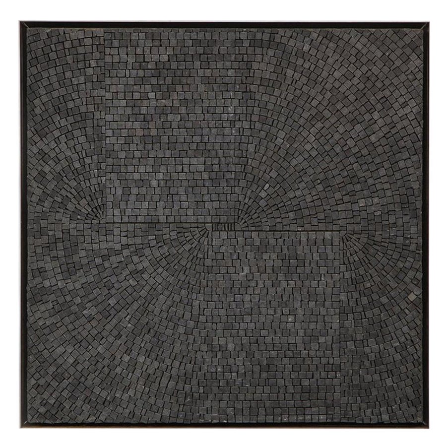 Aleksandra Kasuba, "One Divided by One", Black Marble Mosaic, Signed For Sale