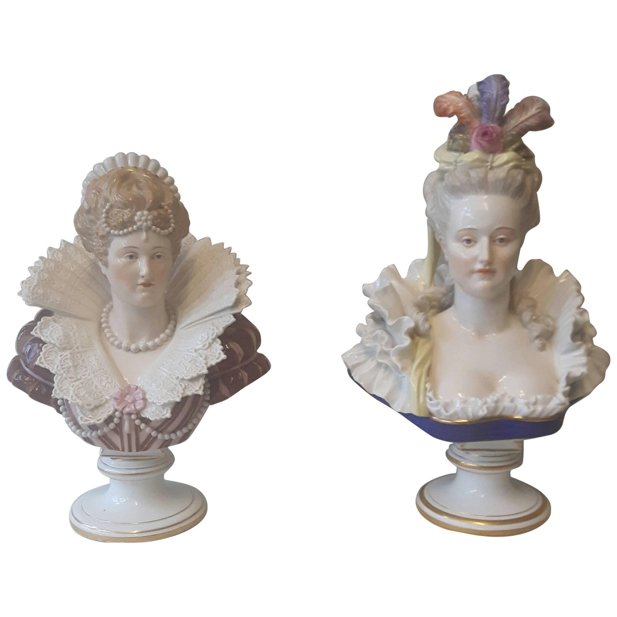 Pair of 19th Century Meissen Busts