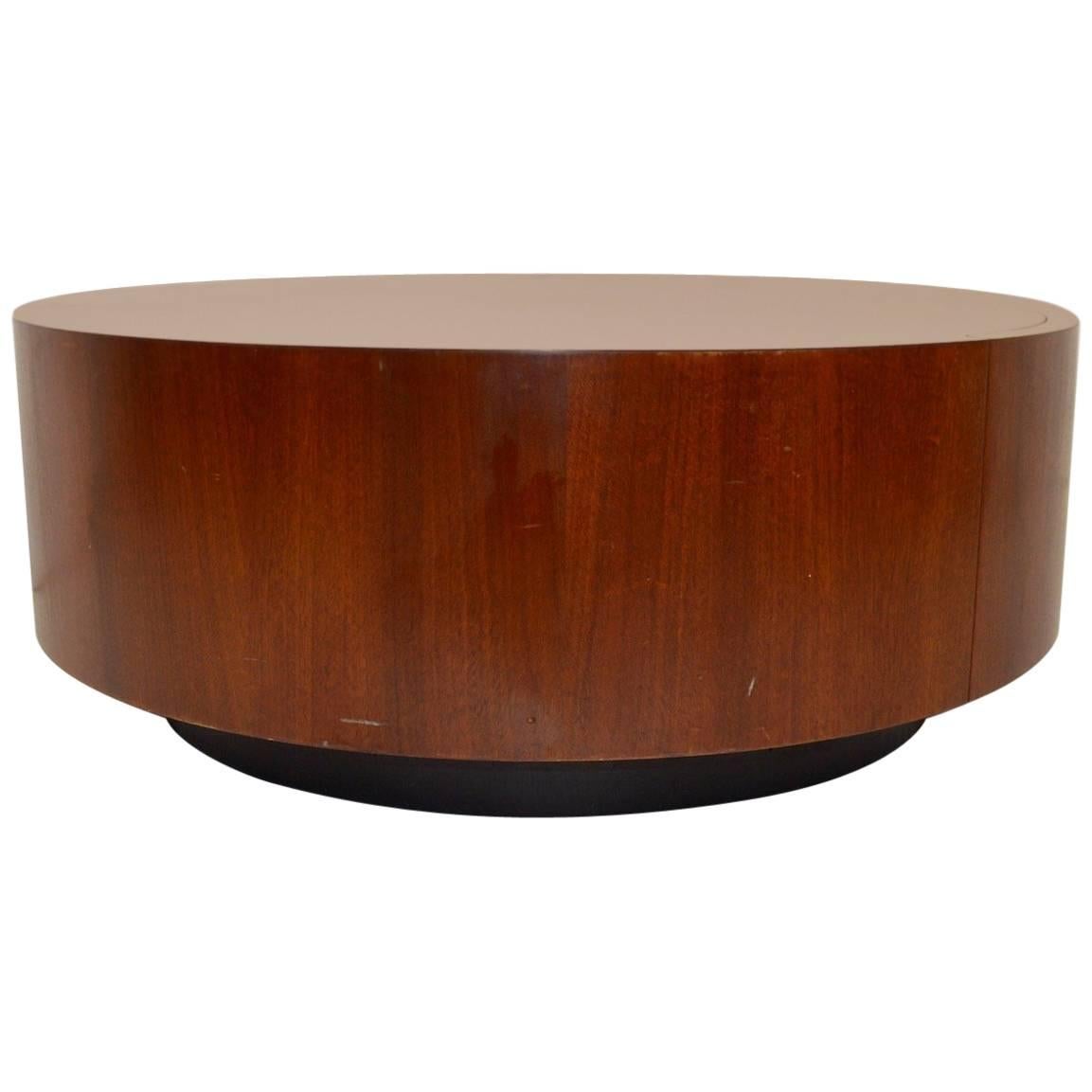 Round Coffee Table with Two Drawers after Baughman