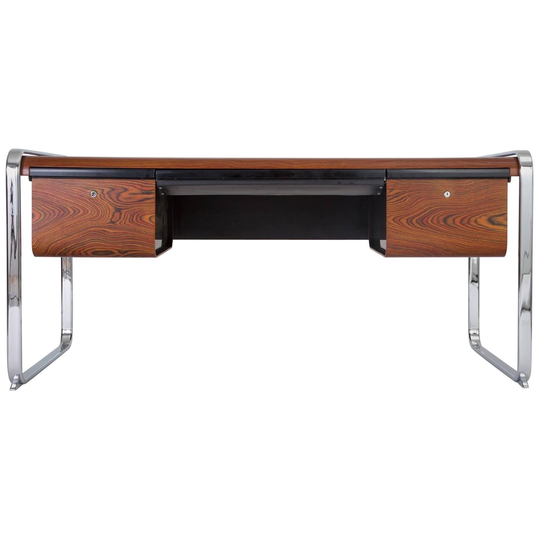 Zebrawood and Chrome Executive Desk by Peter Protzman for Herman Miller