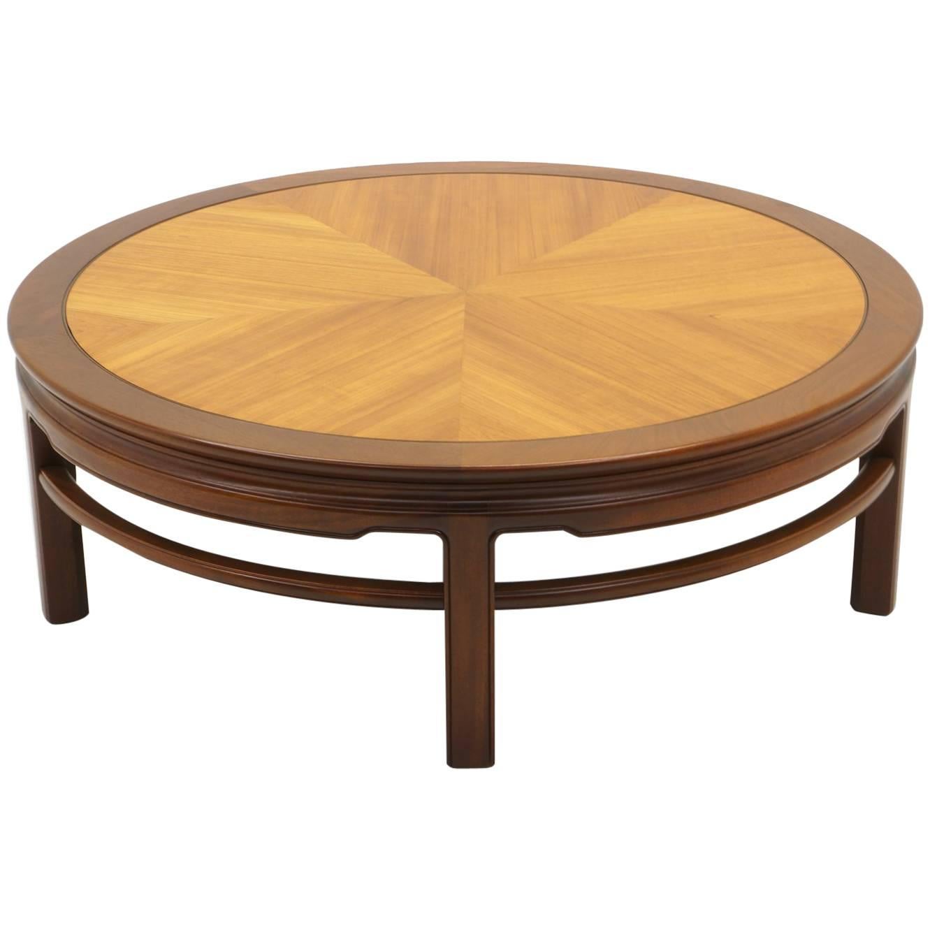 Round Coffee Table by Kittinger, Two-Toned Teak and Mahogany, Expertly Restored