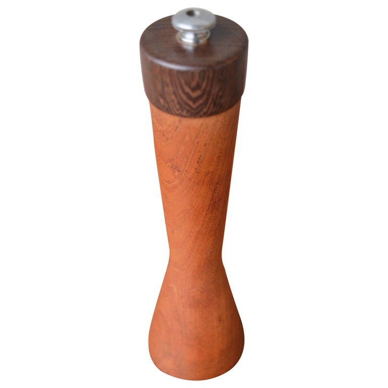 Rare Alf Hansen for P. Broste Teak and Zebrawood Pepper Mill with French Grinder at 1stDibs