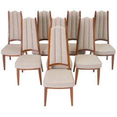 Set of Eight Cal-Mode Walnut Dining Chairs