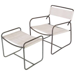 Single Walter Lamb Patio Lounge Chair and Ottoman Set