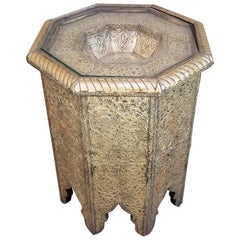 Morrocan Style Brass Repousse Side Table