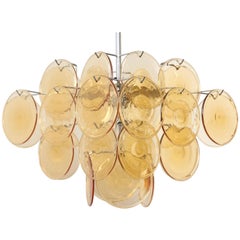 Amber Glass Disc Vistosi Chandelier