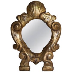 Small 18th Century Italian Baroque Giltwood Mirror
