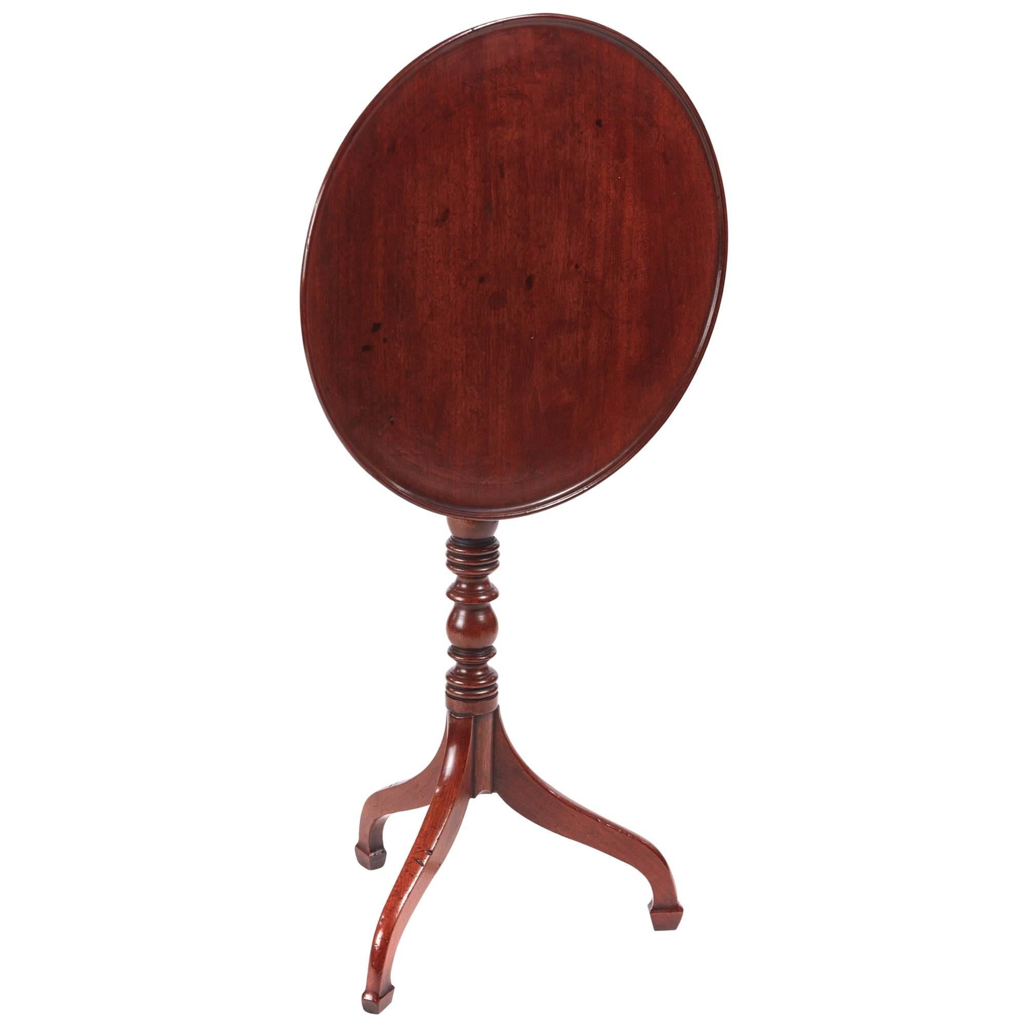 George III Mahogany Circular Dish Top Wine / Lamp Table