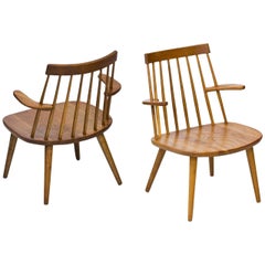 Pair of "Sibbo" Armchairs in Oak by Yngve Ekström, Sweden, 1960s