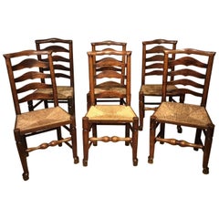 Good Harlequin Set of Eight Mid-19th Century Ash and Elm Ladder Backs Chairs