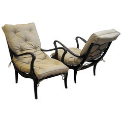 Pair of Two Lounge Chairs by Ezio Longhi 1950s, New Upholstery