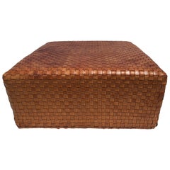 Beautiful Woven Leather Ottoman or Coffee Table