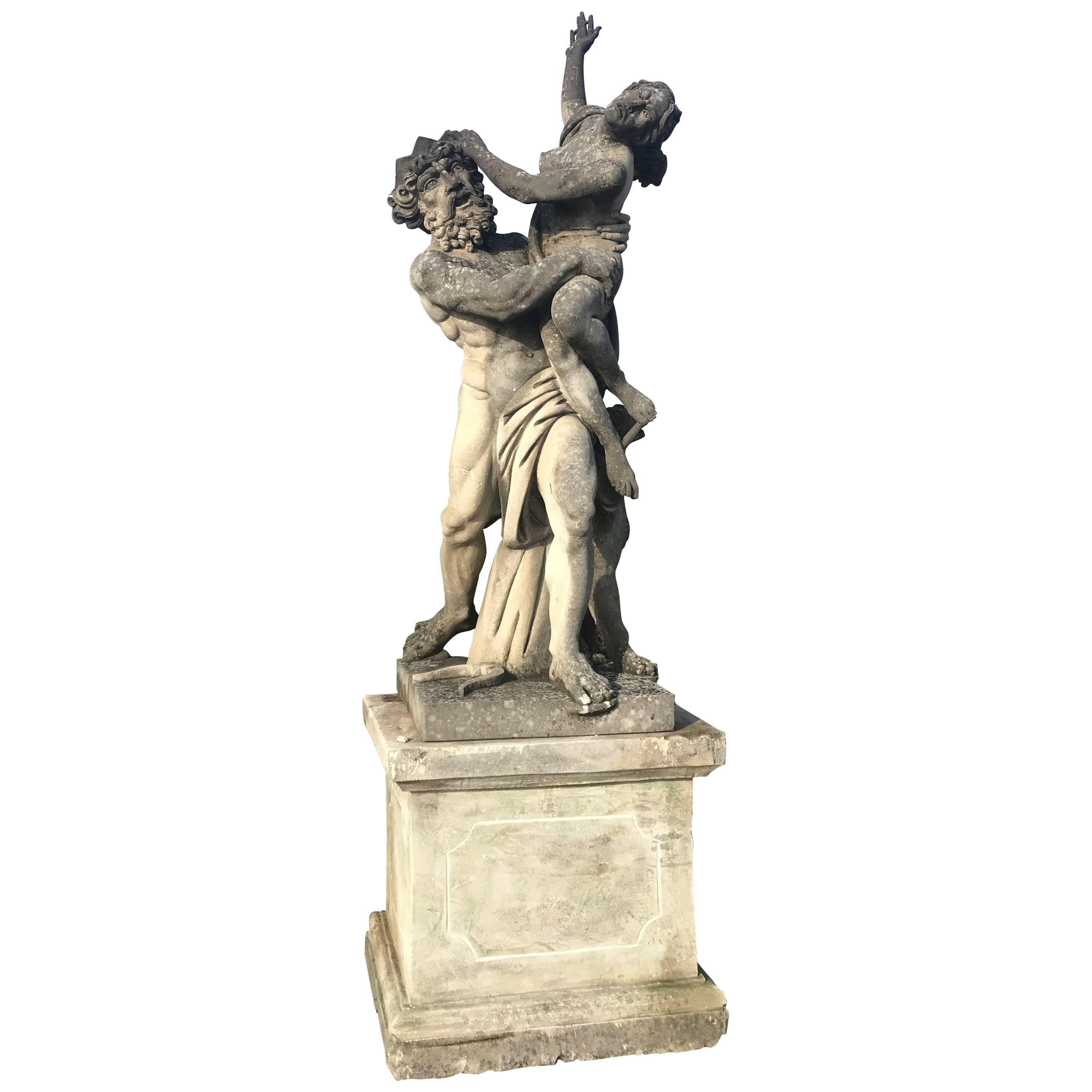 Groupe monumental italien de sculptures en pierre de la Rape de Proserpina