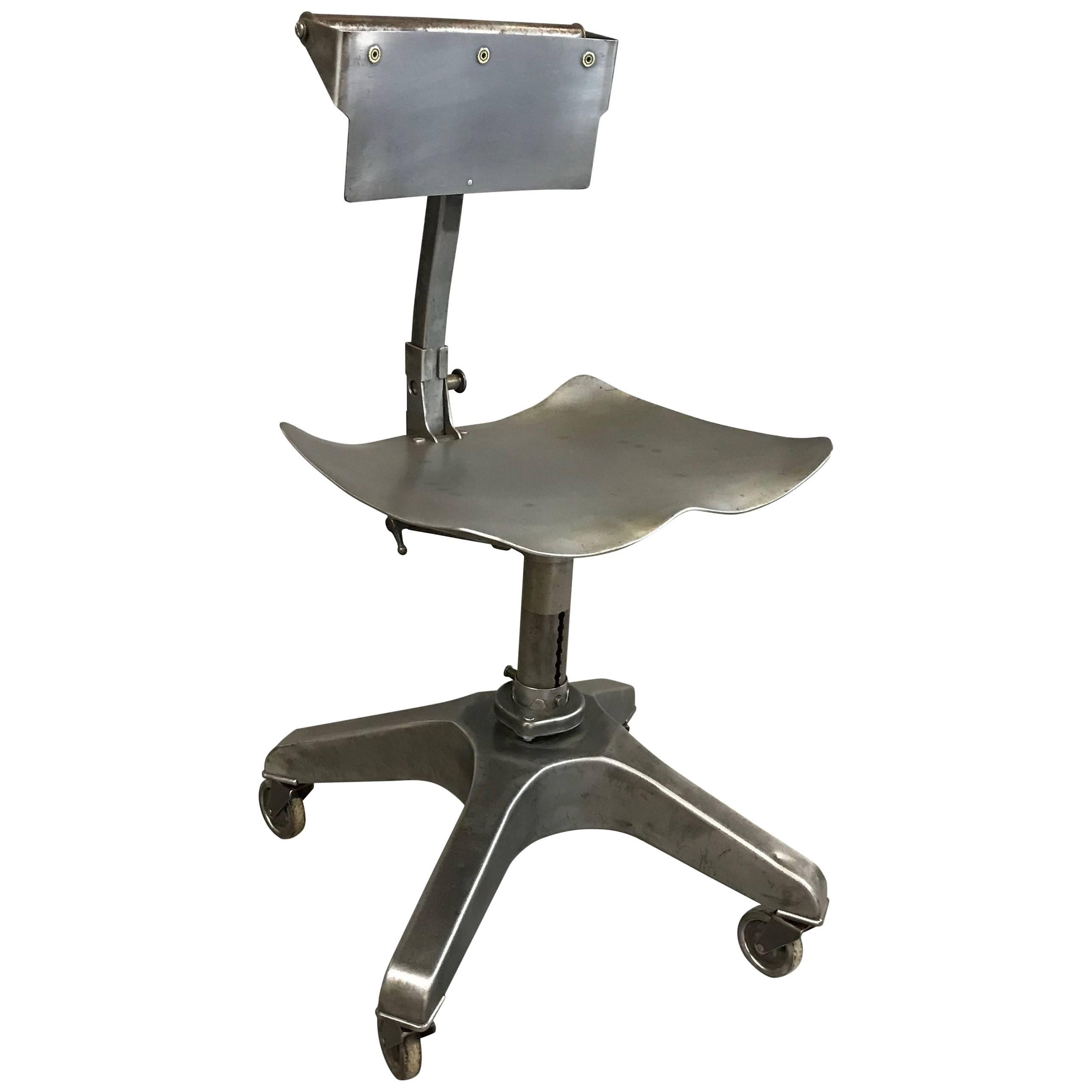 Industrial Steel Burroughs Adjustable Posture Office Chair For Sale