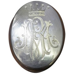 Couronne baronniale austro-hongroise Boucle de harnais de cheval en nickel-argent avec monogramme