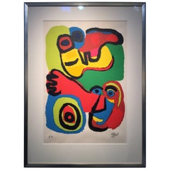 Karel Appel Signed Artist Edition Swirls of Color “Two Faces”