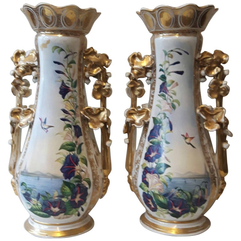 Large Pair of 19th Century Paris Vases For Sale at 1stDibs