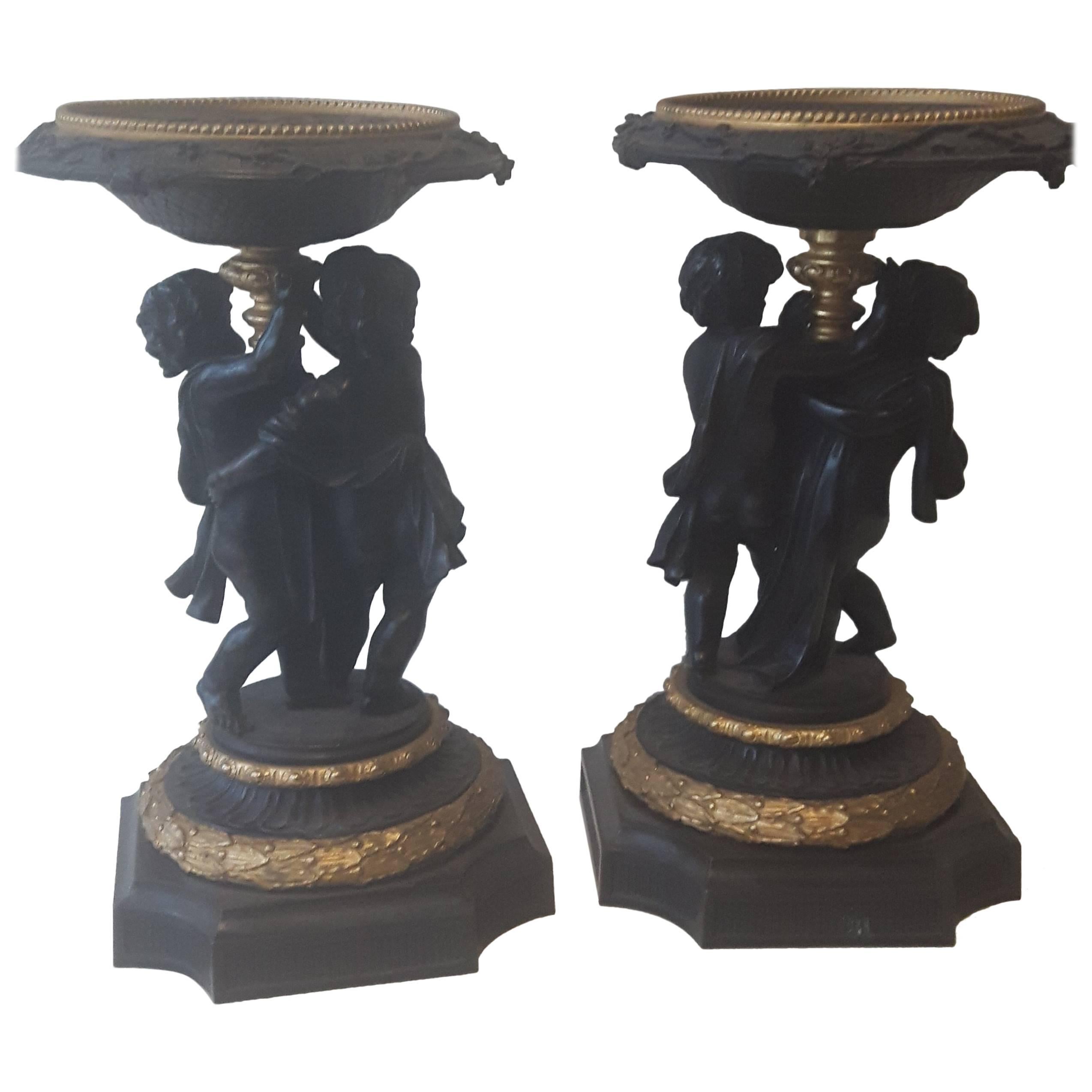Pair of 19th Century Bronze and Ormolu Tazzas