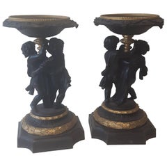 Antique Pair of 19th Century Bronze and Ormolu Tazzas