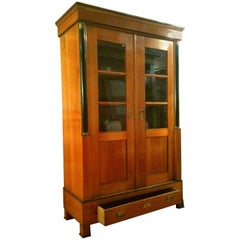 19th Century German Biedermeier Solid Cherrywood Bookcase Restored Handpolished