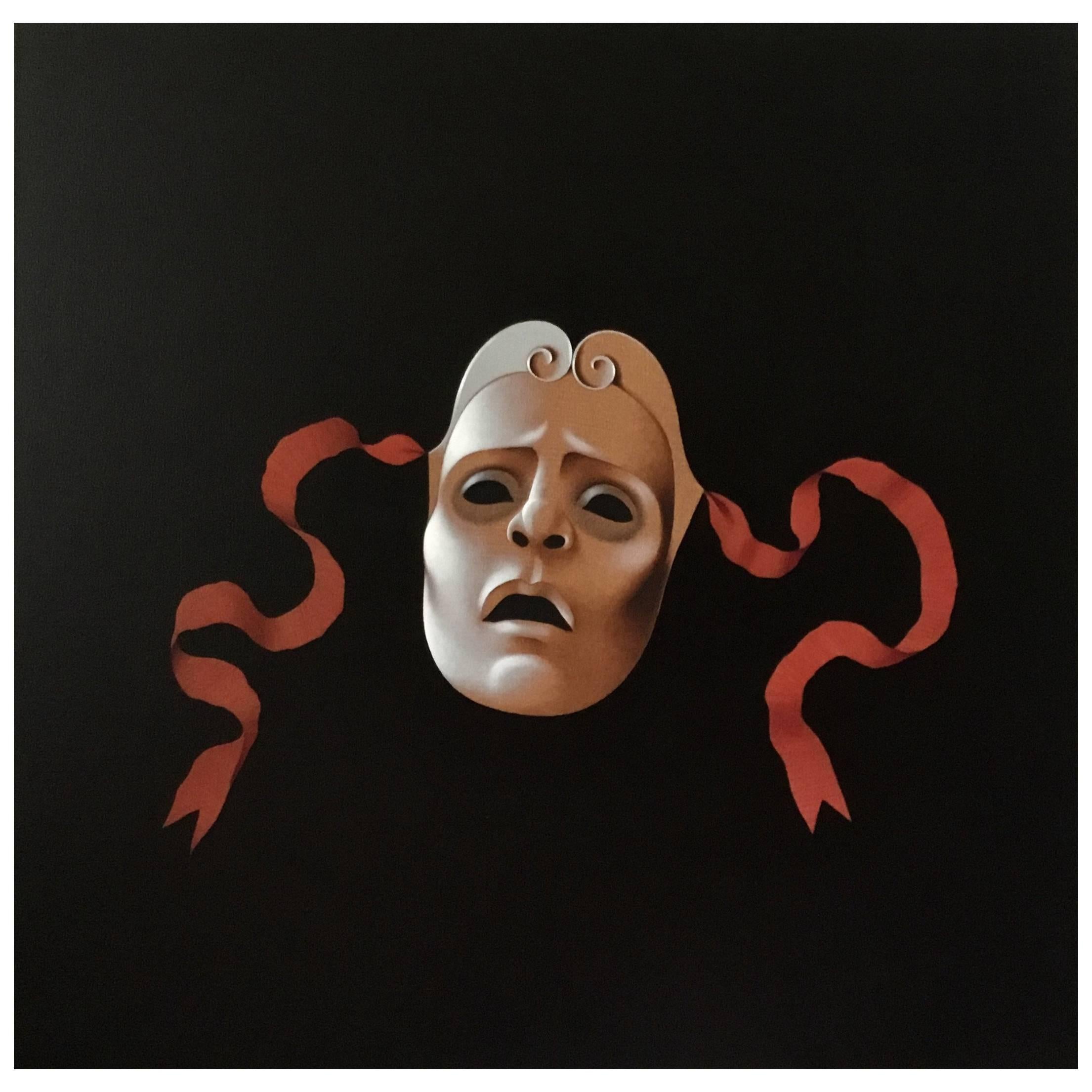 Eine dramatische Maske, Originalgemälde von Lynn Curlee
