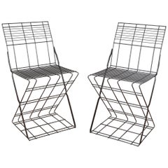 Set of Two Metal Wired Italian Chair, 1980s