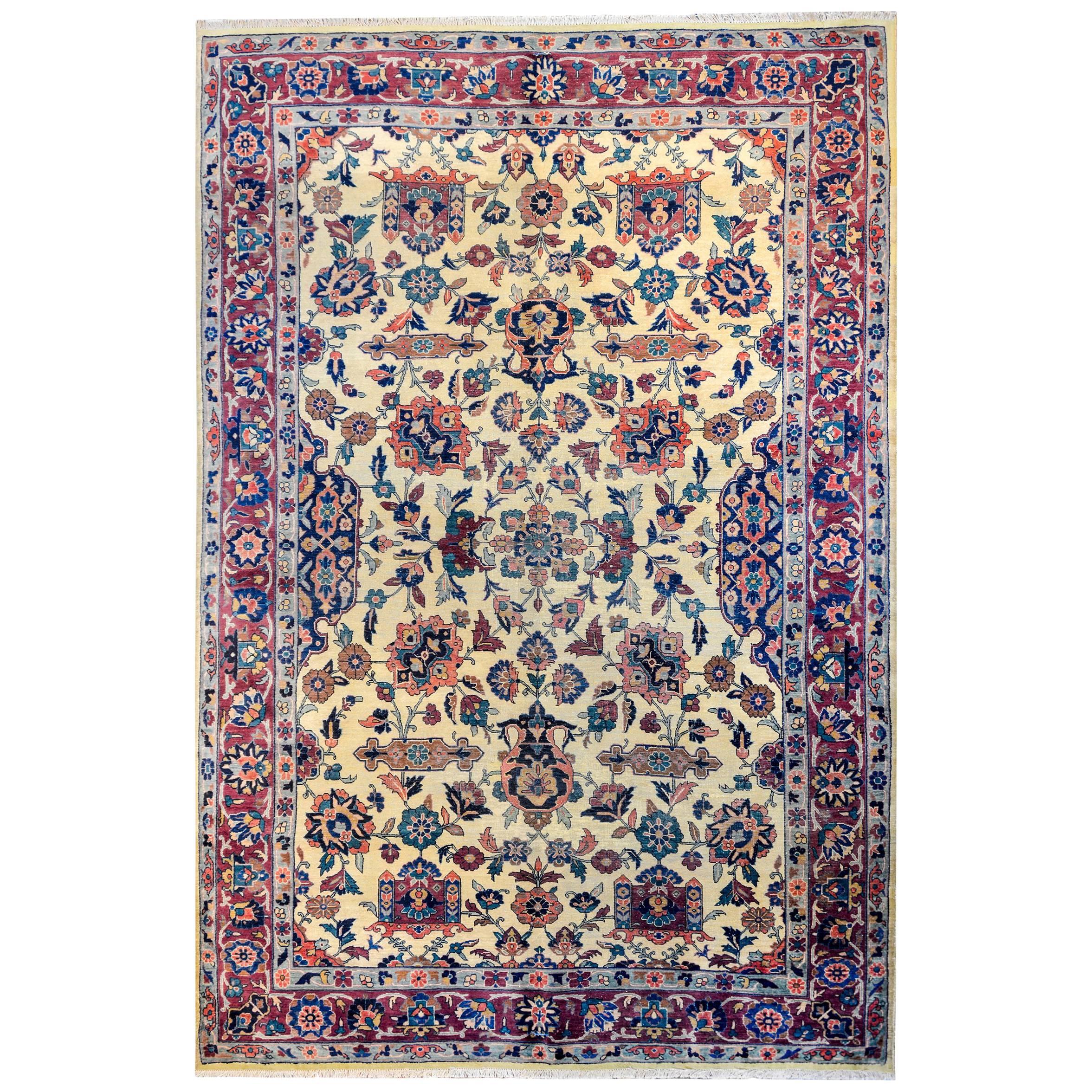 Exceptional Late 19th Century Sarouk Mohajeran Rug For Sale