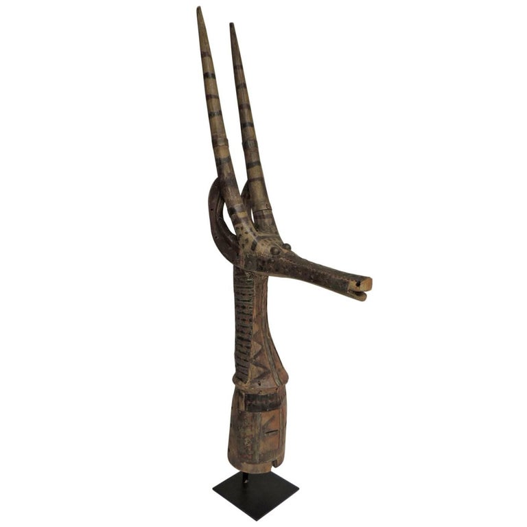 Large African Bobo or Bwa Antelope Tribal Sculpture on Stand at 1stDibs