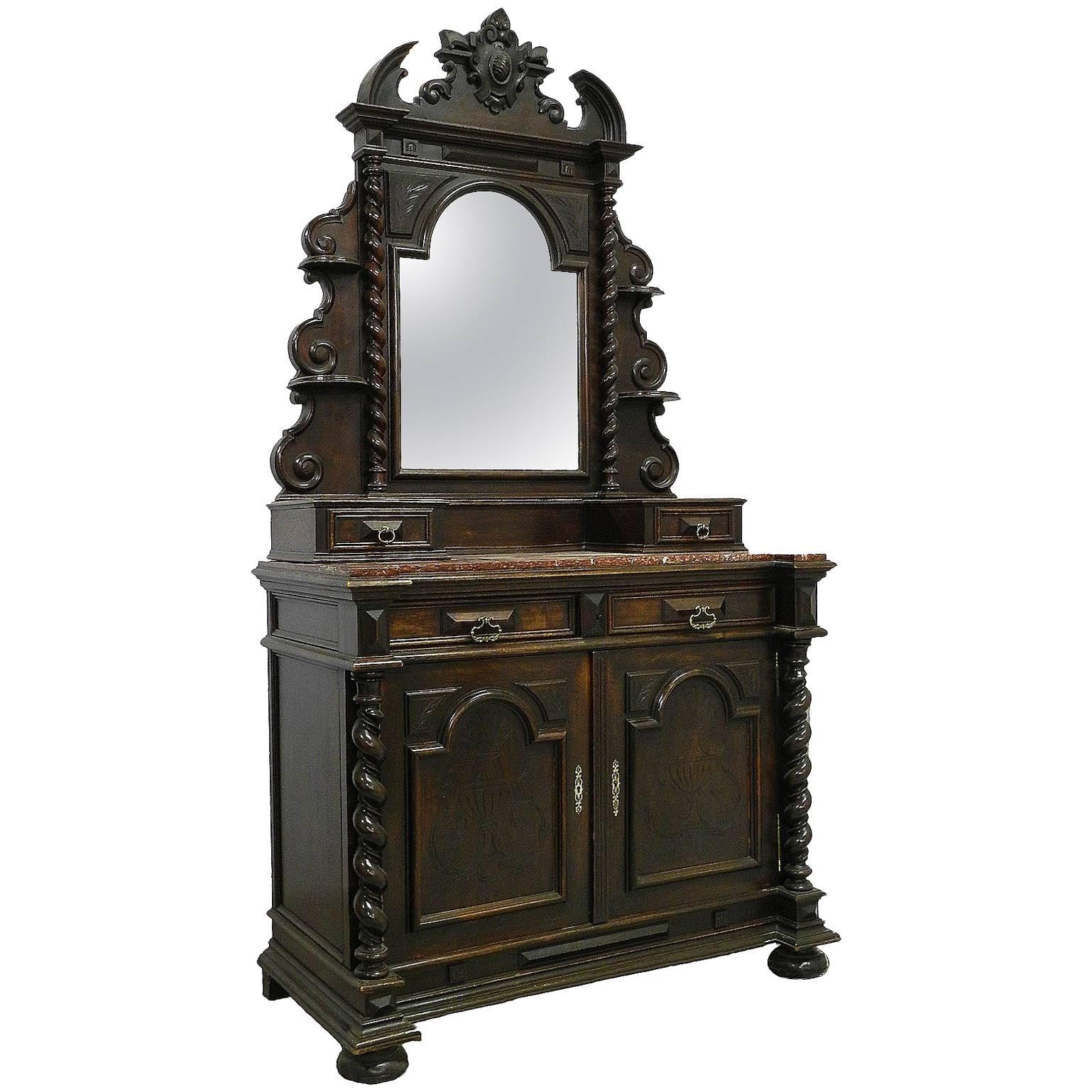 Sideboard Dresser with Mirror Buffet French 19th Century Louis FREE SHIP options For Sale