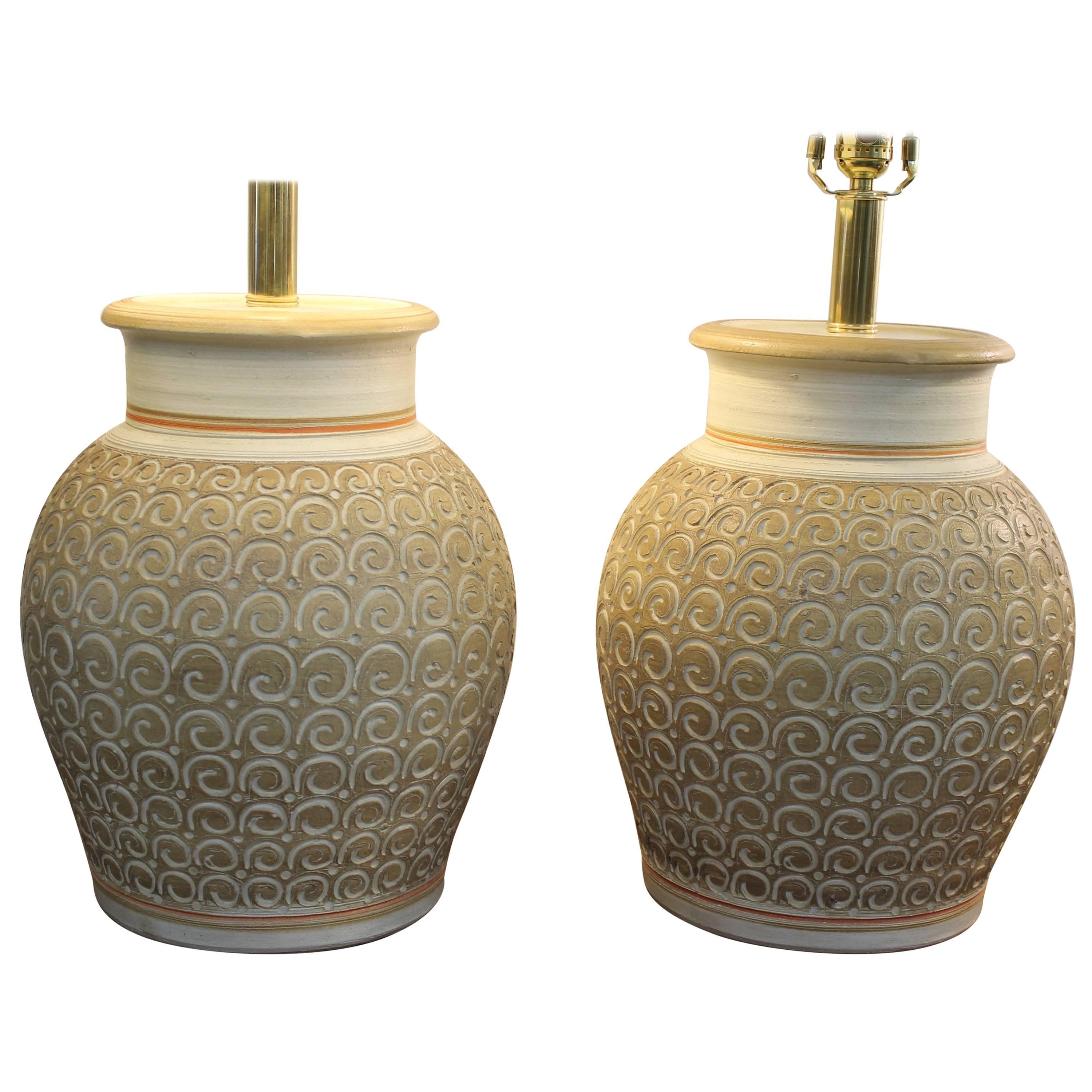 Pair of Ceramic Lamps by Casual Lamps of California