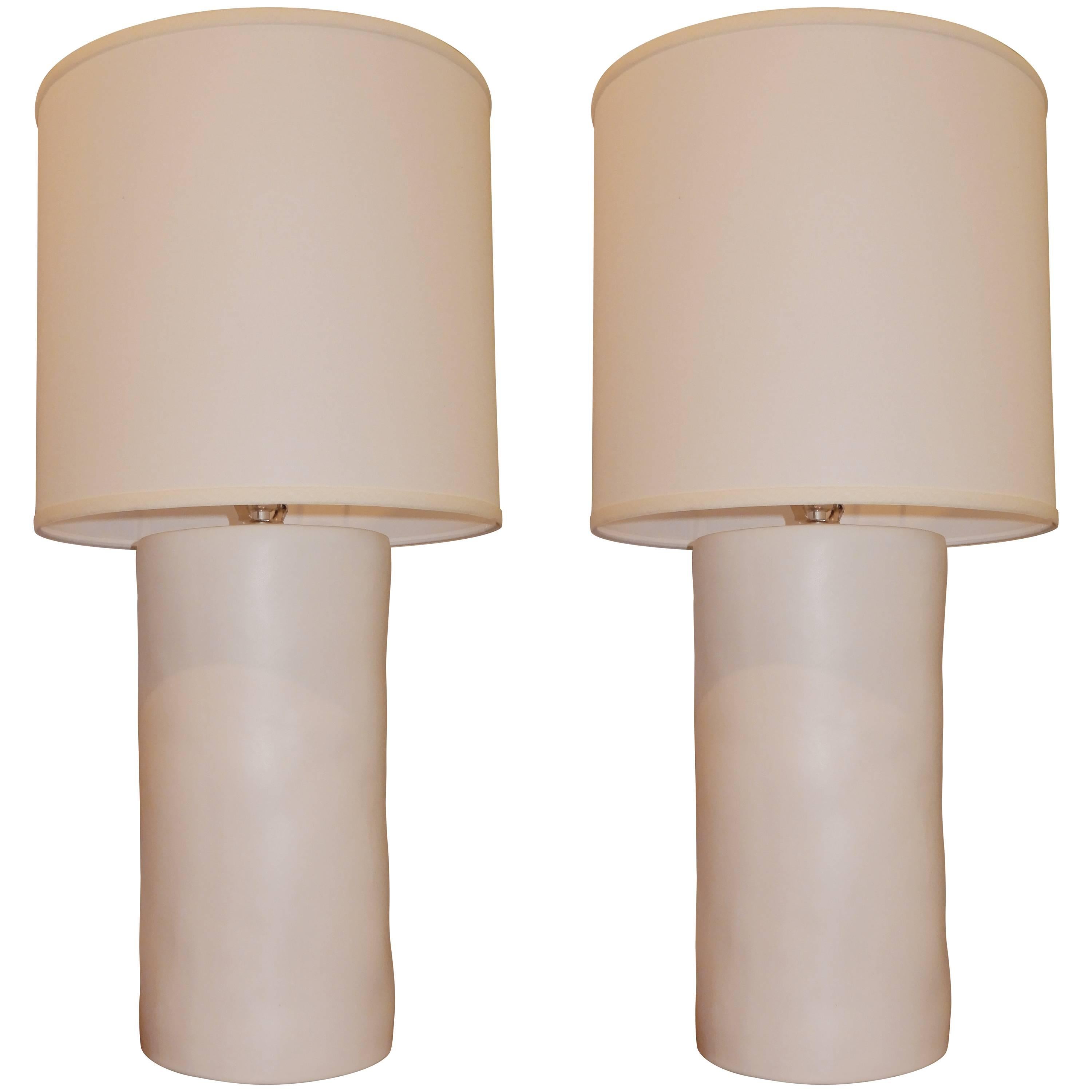 Tall Pair of Handcrafted Ceramic Modern Lamps