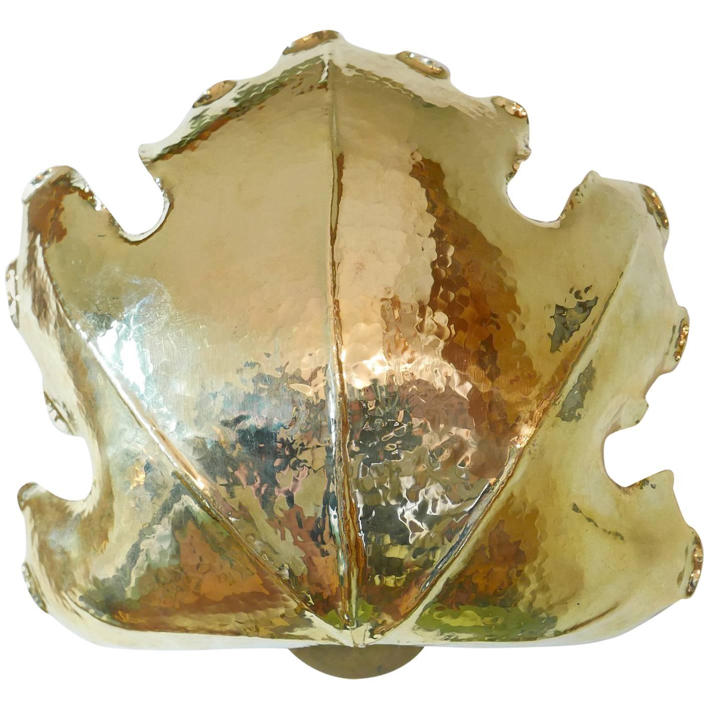 Leaf Brass Wall Lamp, in the Style of Bottega Gadda, Milano, 1960s For Sale