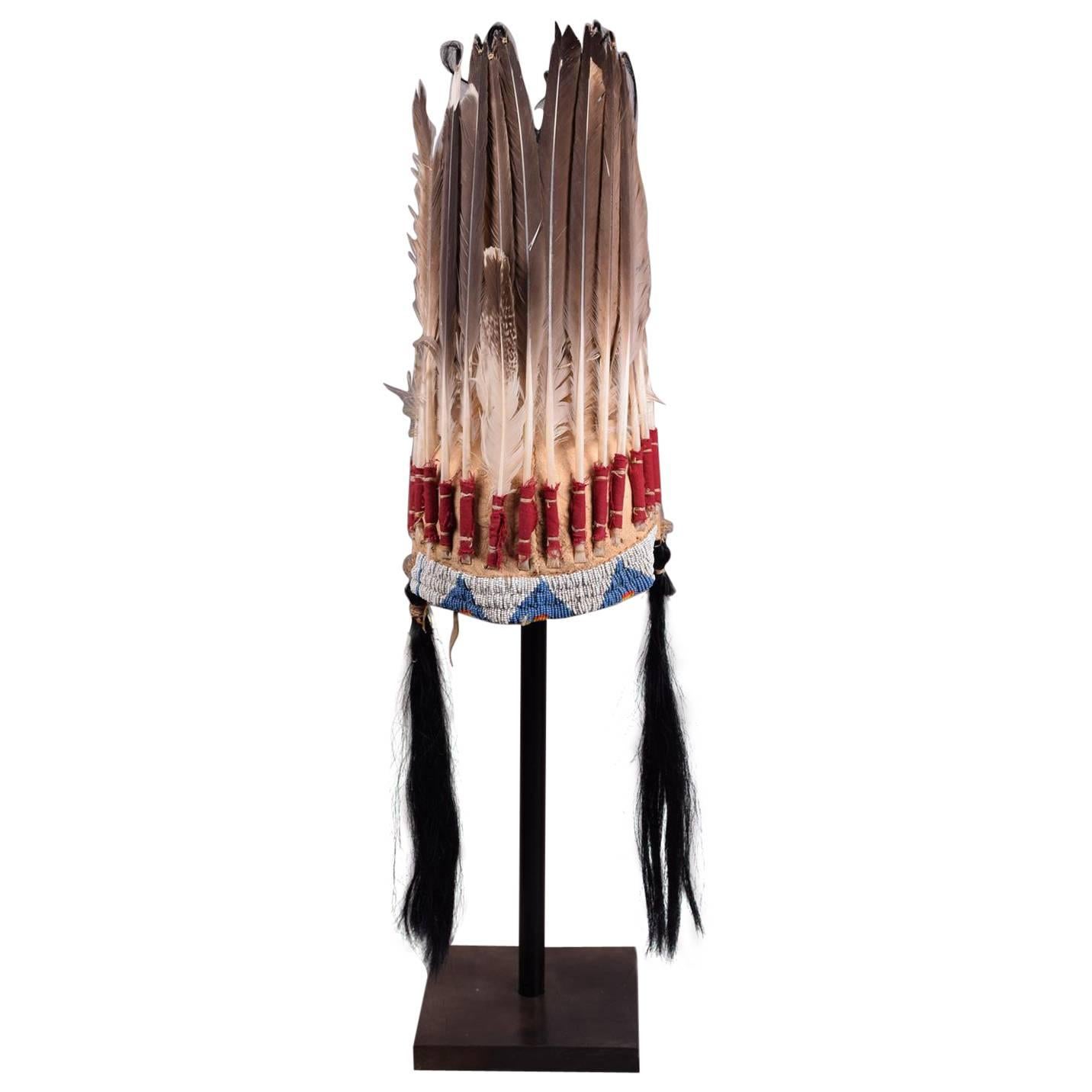 Native American Indian Plains Beaded War Bonnet