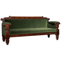 Large 19th Century Regency Sofa in Mahogany & Green Velvet Design by John Taylor