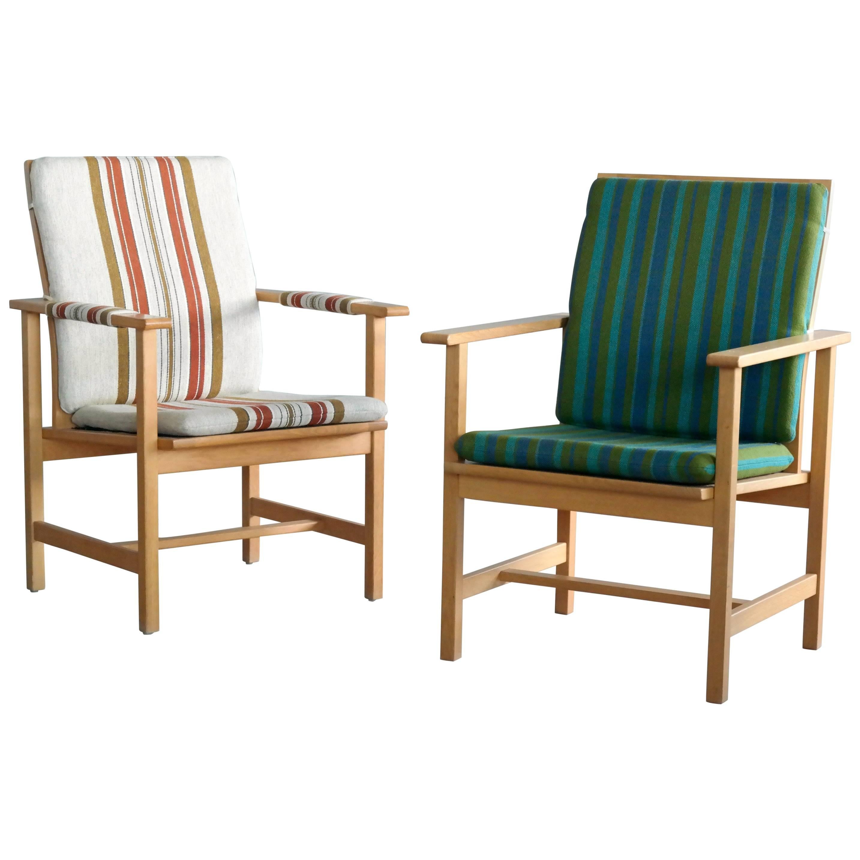 Pair of Børge Mogensen Model 2257, Oak Lounge Chair for Fredericia Stolefabrik