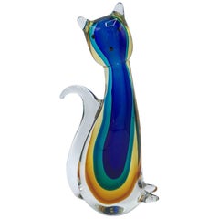 1970s Italian Murano Glass Cat Sculpture