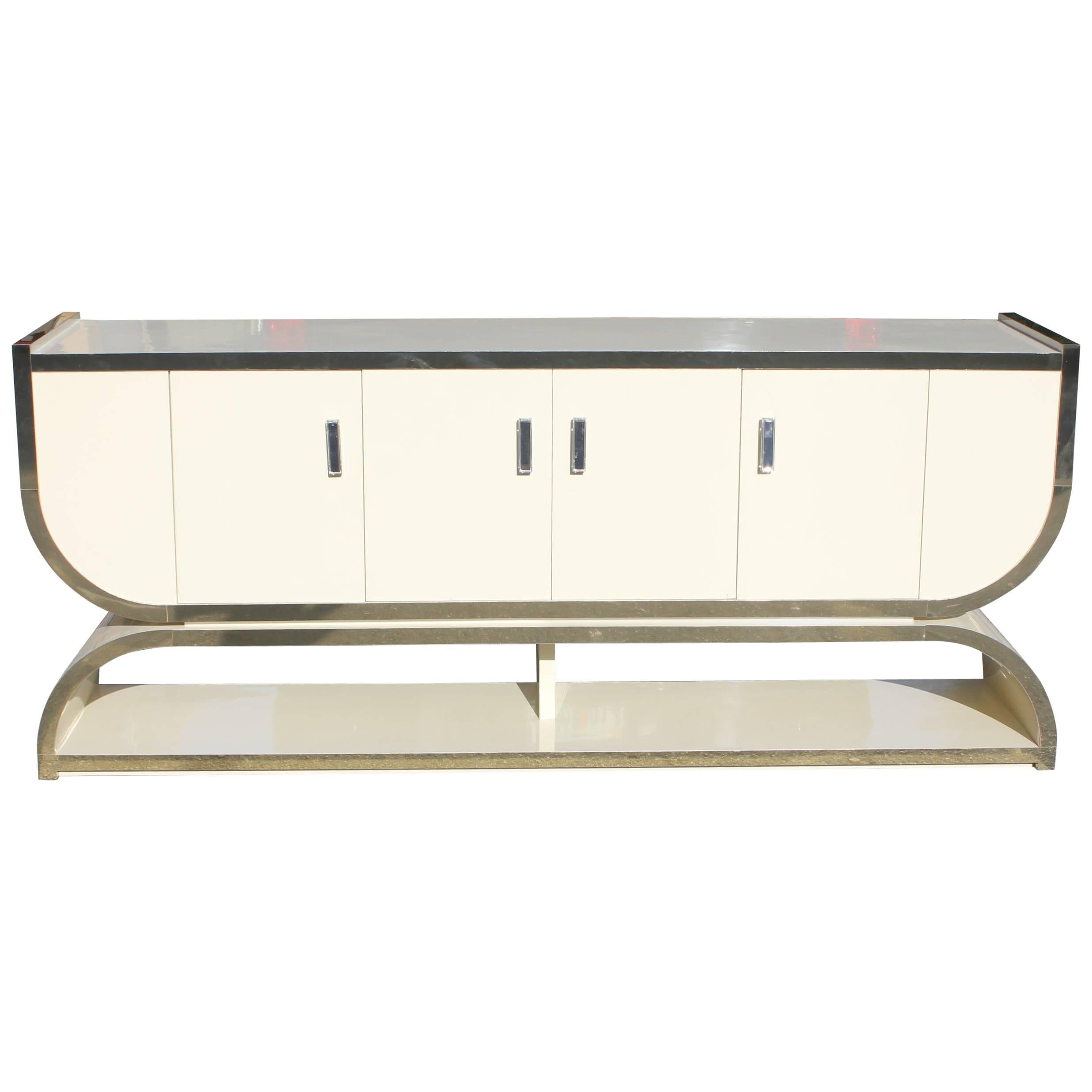 French Mid-Century Modern ''U'' Shape Four-Door Sideboard or Buffet, circa 1960s