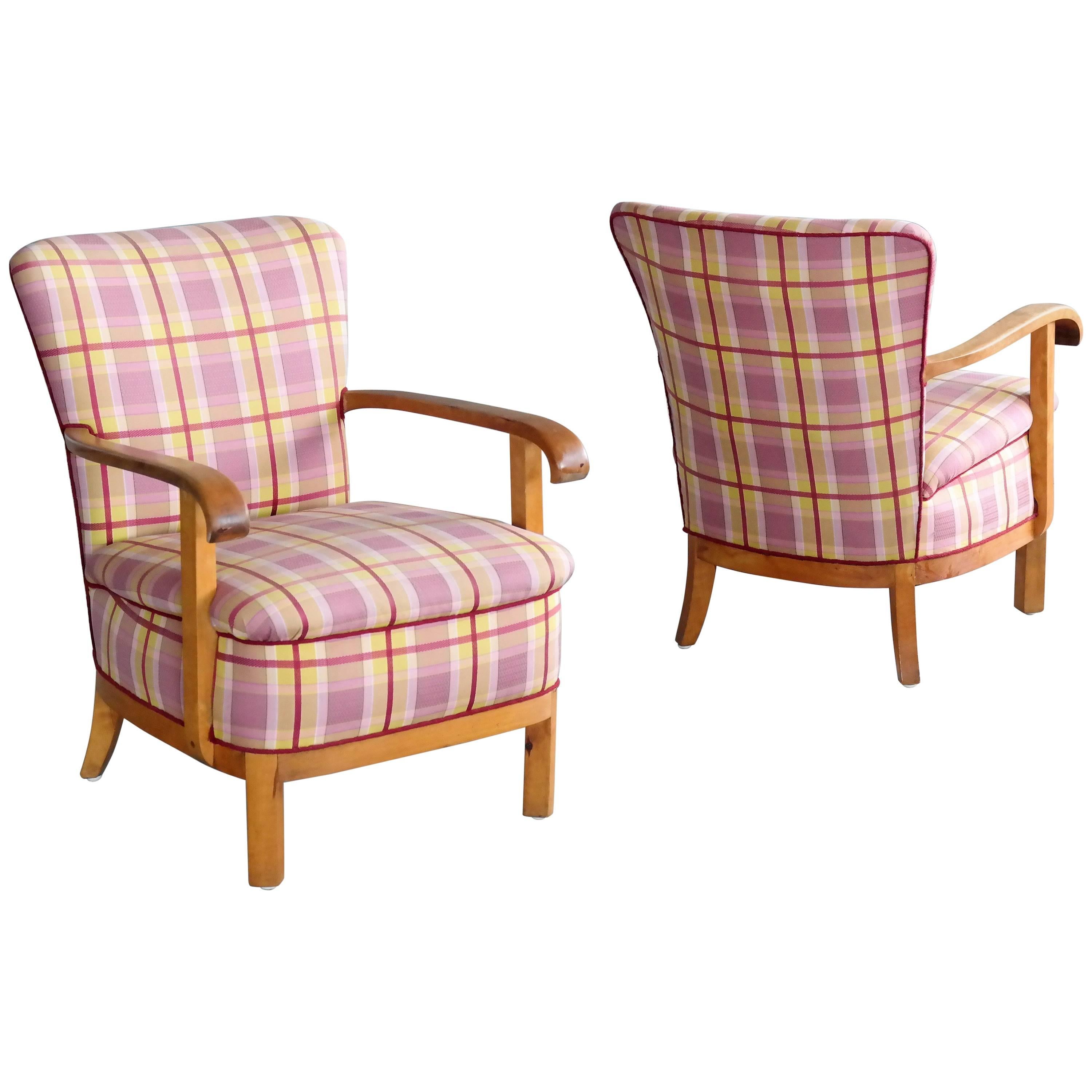 Pair of Danish Midcentury Fritz Hansen Style Lounge Chairs