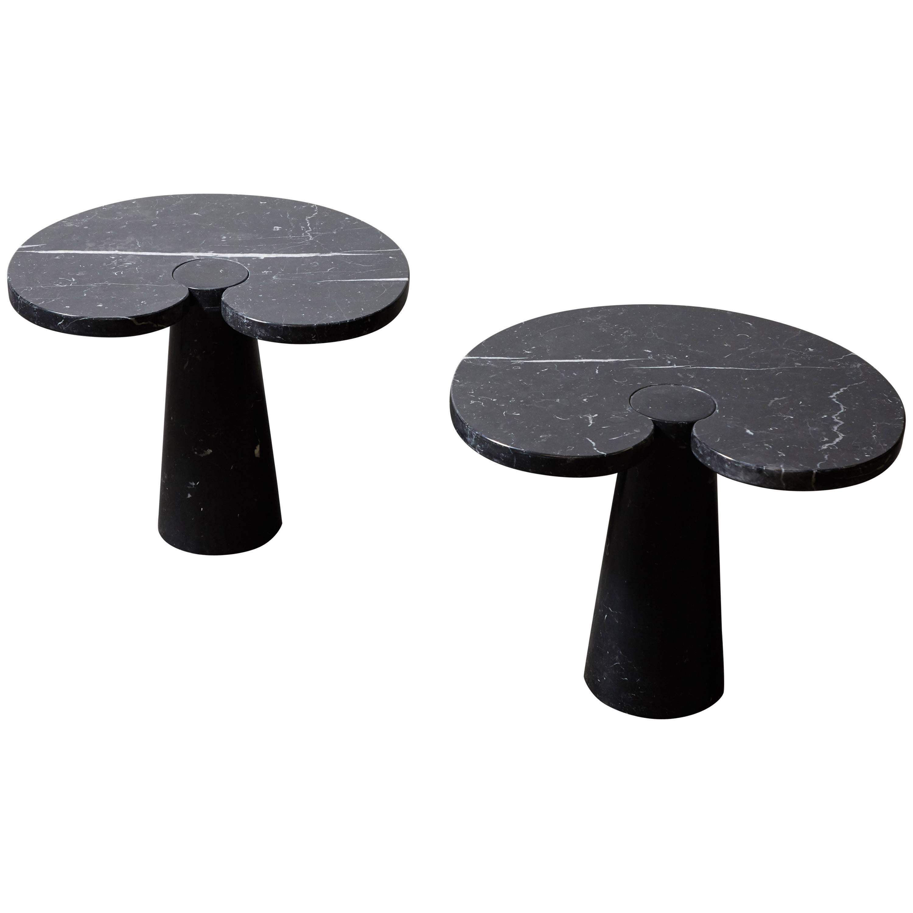 Pair of Marquina Marble Eros Occasional Tables by Angelo Mangiarotti for Skipper