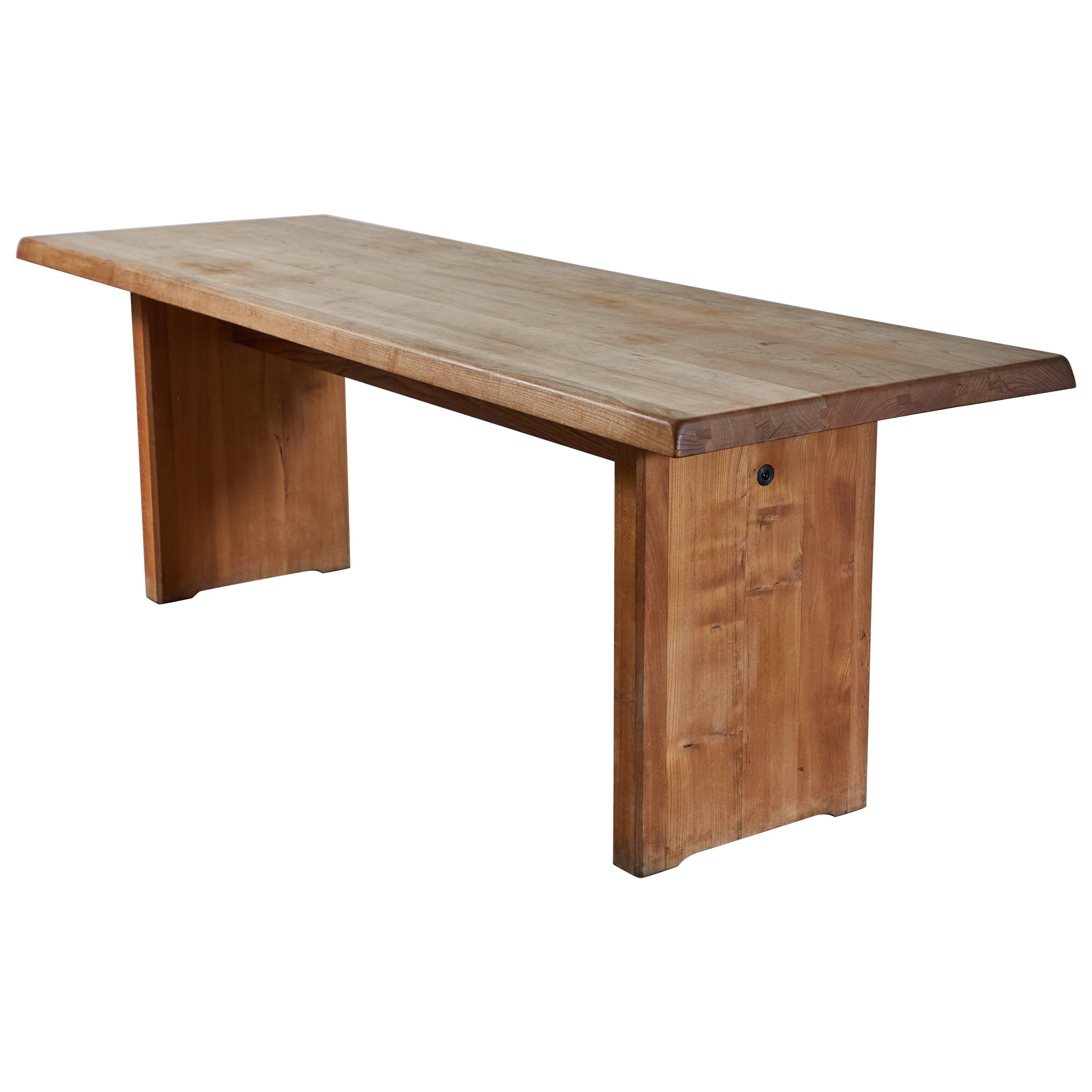 Patinated Wood Dining Table by Pierre Chapo