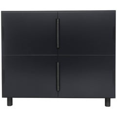 Contemporary Grey Nocturne Cabinet with Blackened Steel Hardware