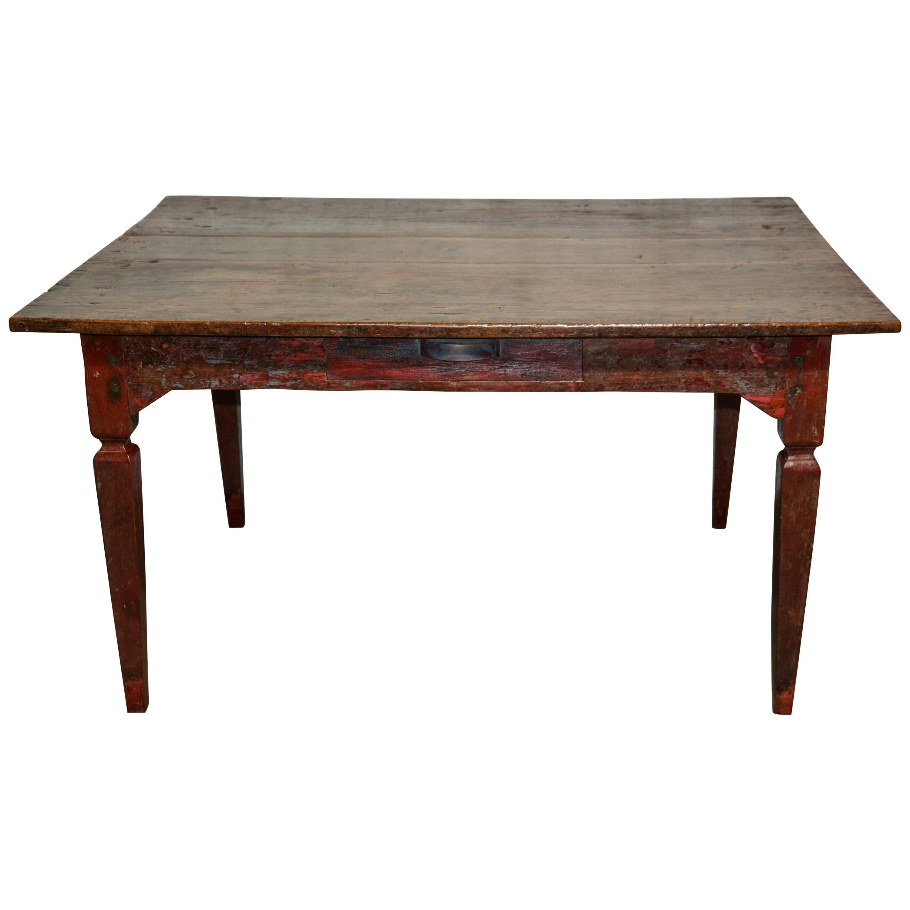 Vintage Teak Dining or Kitchen Table, Java, Early to Mid-20th Century