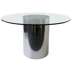 Polnischer edelstahl und glas trommel esstisch by Brueton