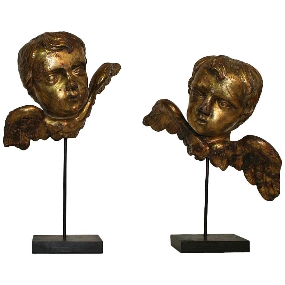 Italian 18th Century Baroque Gilded Angel Heads