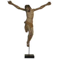 17th Century Italian Baroque Carved Wooden Christ Figure