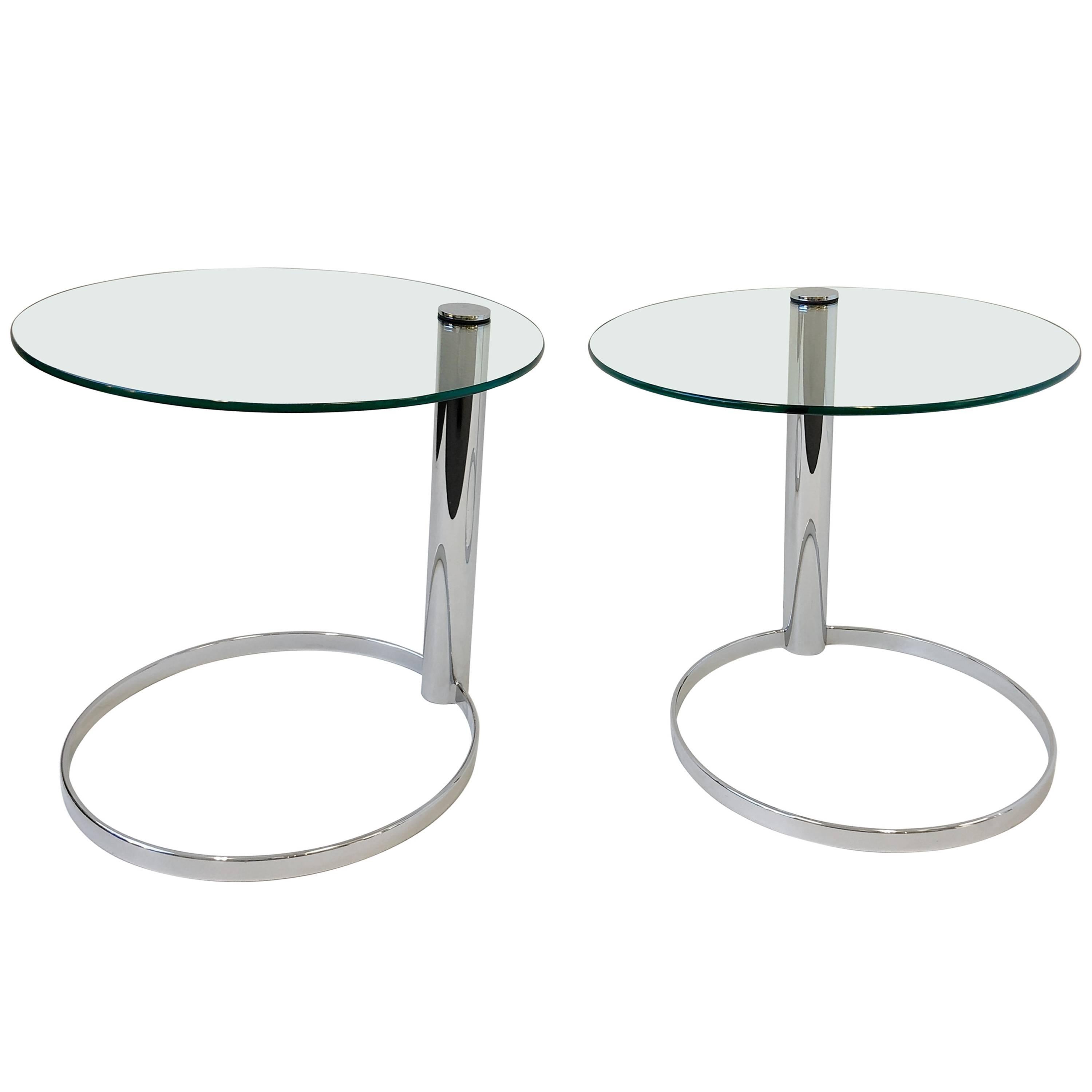 Pair of Chrome and Glass Side Tables by John Mascheroni for Swaim